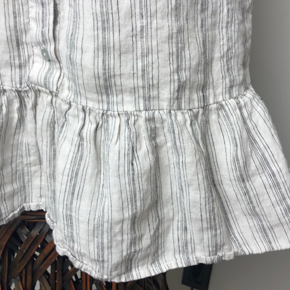 Tahari Striped Linen Peplum Sleeveless Top Size M - Picture 4 of 9